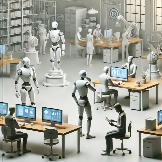 Illustration of Robots at work place